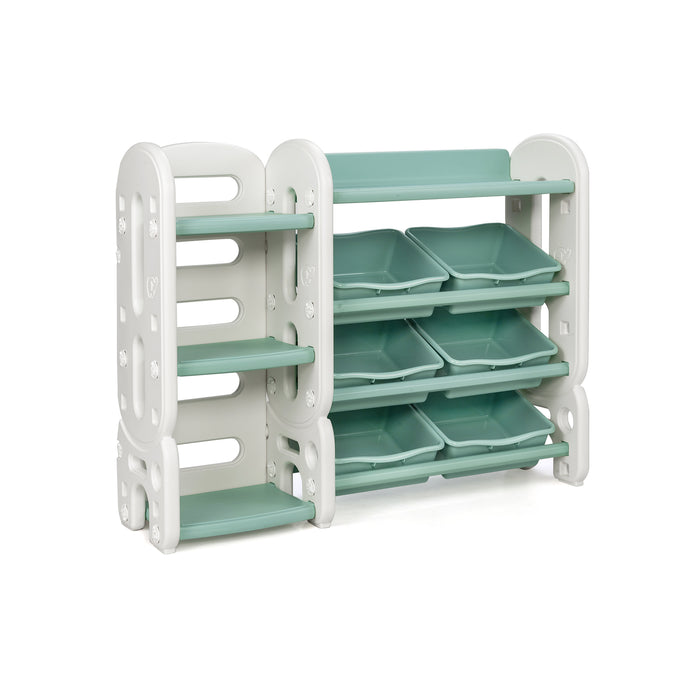 Kids Toy Storage Organizer with Bins and Multi-Layer Shelf for Bedroom Playroom -Green