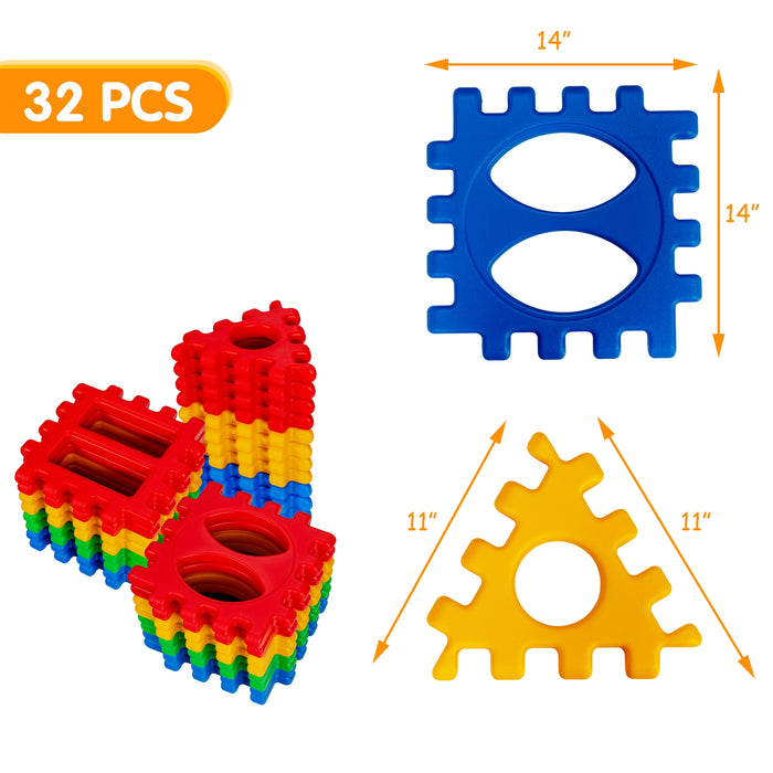 32 Pieces Big Waffle Block Set Kids Educational Stacking Building Toy