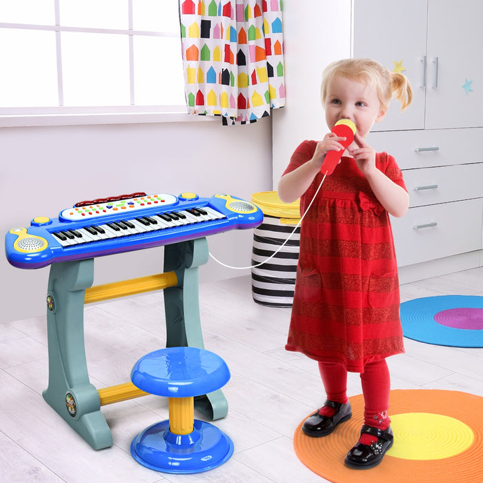 37 Key Electronic Keyboard Kids Toy Piano-Blue