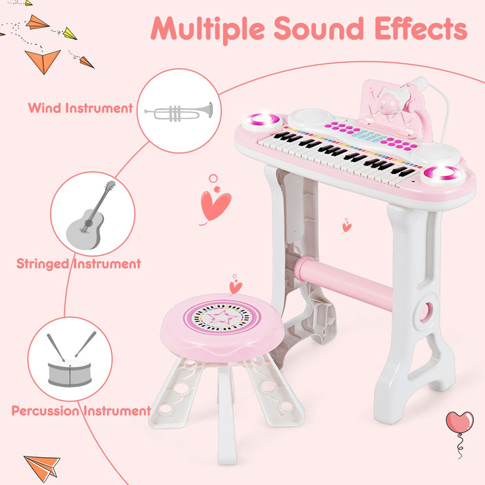 37-key Kids Electronic Piano Keyboard Playset-Pink