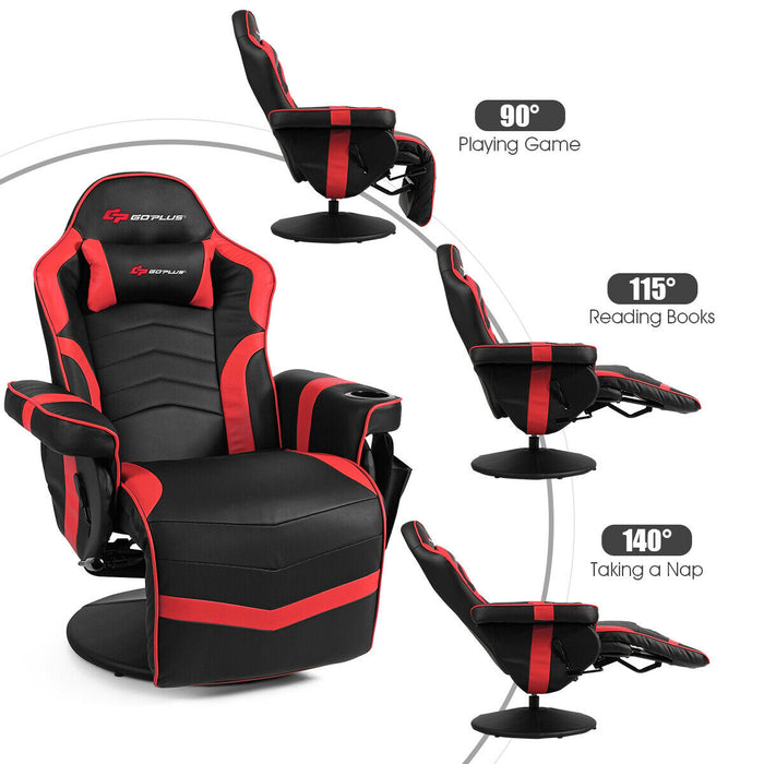 Ergonomic High Back Massage Gaming Chair with Pillow-Red