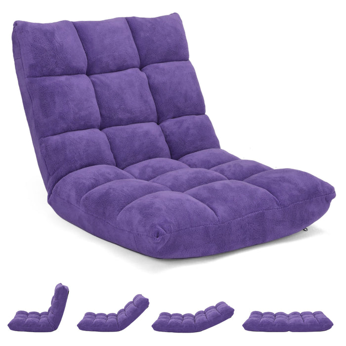 Adjustable 14-position Cushioned Floor Chair-Purple