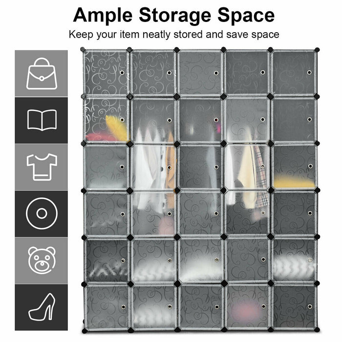 DIY 30 Cube Portable Closet Clothes Wardrobe Cabinet