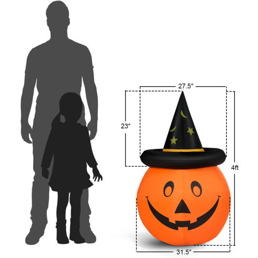 4 Feet Halloween Inflatable Pumpkin Lantern with Hat