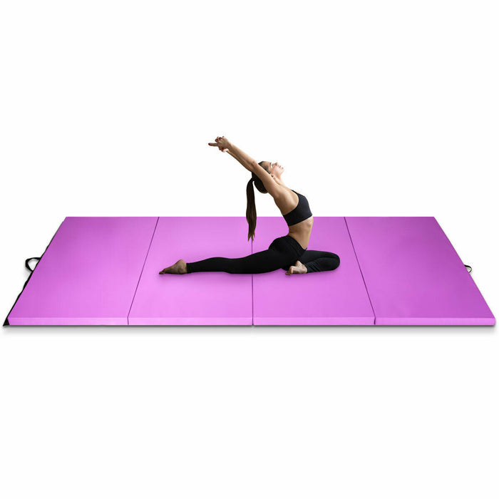 4 Feet x 10 Feet x 2 Inch Folding Gymnastics Tumbling Gym Mat-Pink