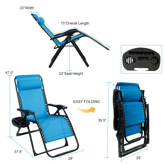 Oversize Lounge Chair with Cup Holder of Heavy Duty for outdoor-Blue