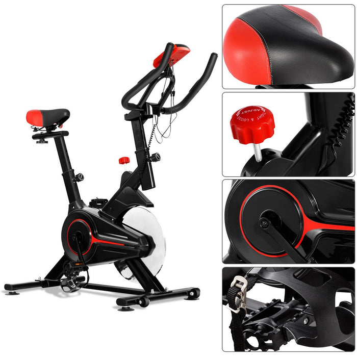 Indoor Exercise Bike Belt Driven Stationary Bike with Pulse Sensor & Phone Holder