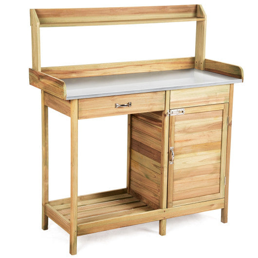 Outdoor Garden Wooden Work Station Potting Bench