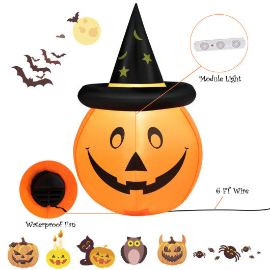 4 Feet Halloween Inflatable Pumpkin Lantern with Hat