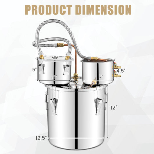 5/10 Gal 22/38 L Water Alcohol Distiller for DIY Whisky-5 Gal