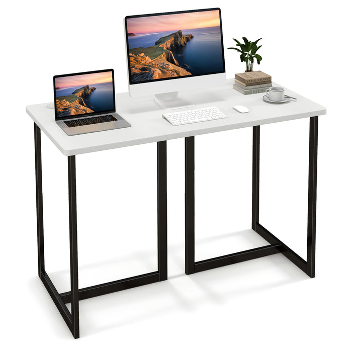 Modern Computer Desk 47 Inch Writing Study Table with Metal Frame