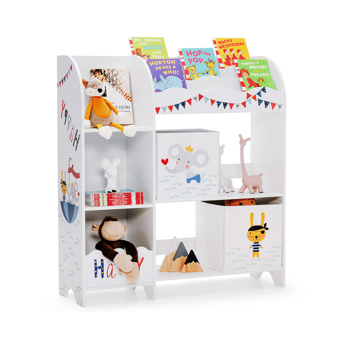 Wooden Children Storage Cabinet with Storage Bins