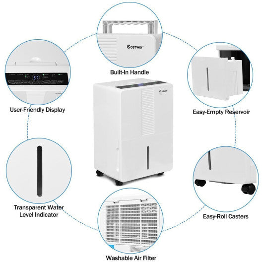 Portable 50 Pint Humidity Control up to 3000 Sq. Ft. Dehumidifier