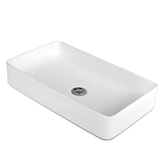 24 x 14 Inch Rectangle Bathroom Vessel Sink with Pop-up Drain