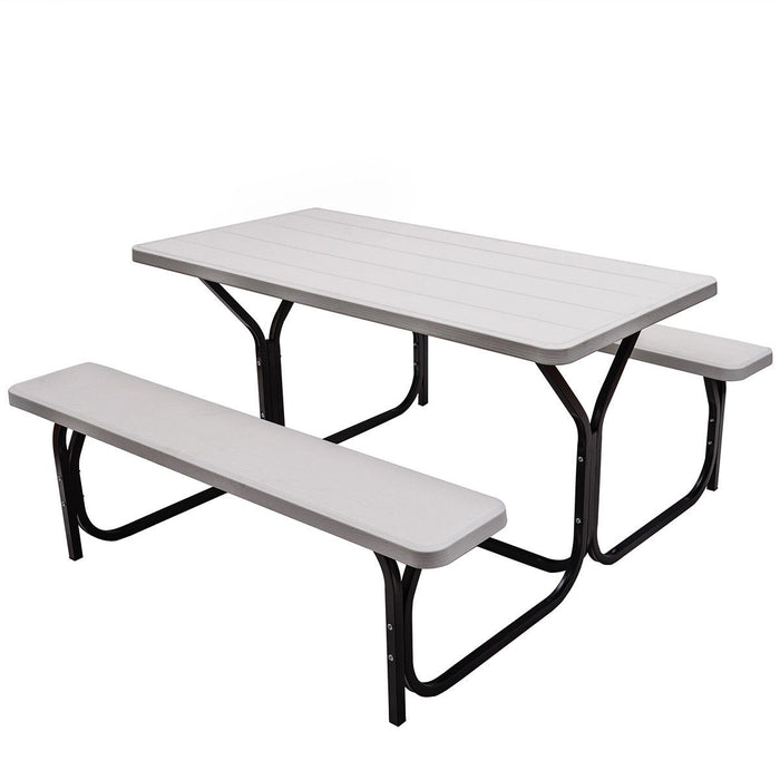 Picnic Table Bench Set for Outdoor Camping -White