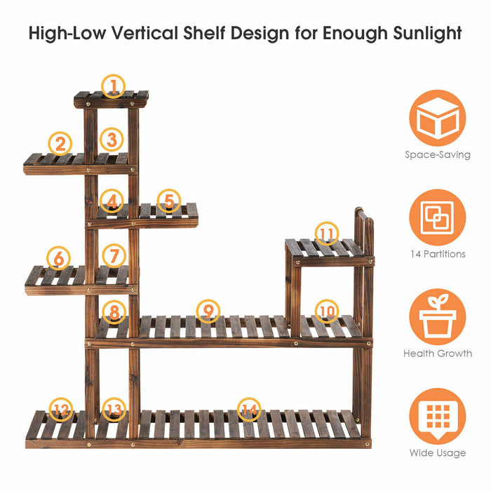 7-Tier Flower Wood Stand Plant Display Rack Storage Shelf